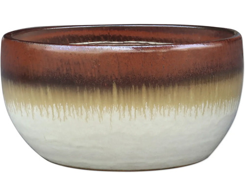 Sunset Bílý glazovaný keramický květináč Ø 34 cm V 17 cm hnědý bílý Keramický květináč pro interiér