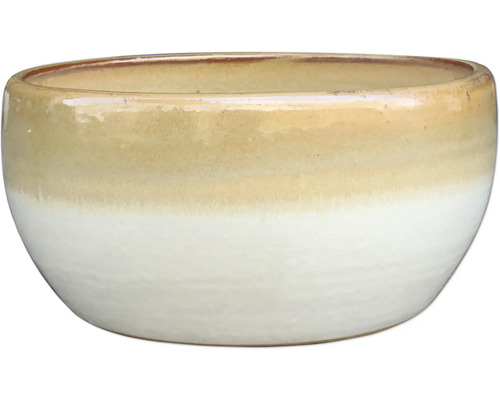 Mocha Bílý glazovaný keramický květináč Ø 44 cm V 21 cm béžová bílá Keramická květináč pro interiér