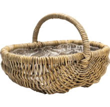 Proutěný koš s rukojetí a plastovou fólií