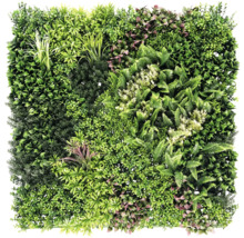 Umělá rostlinná stěna s různými druhy zeleně