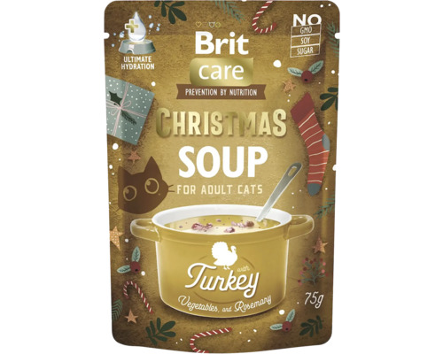Brit Care Vánoční polévka pro dospělé kočky, krůtí, zelenina a rozmarýn