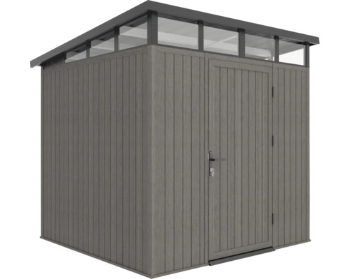 Dřevěný zahradní domek s dveřmi a okny