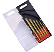 Sada vrtáků na sklo v otevřeném plastovém kufříku