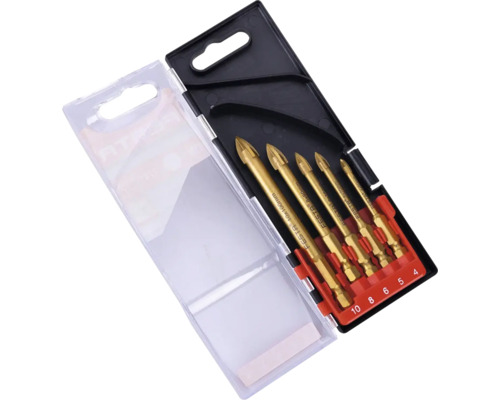 Sada vrtáků na sklo a keramiku Festa Ø 4-10 mm Sada vrtáků na sklo v otevřeném plastovém kufříku