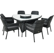 Zahradní nábytek se stolem a šesti ratanovými židlemi