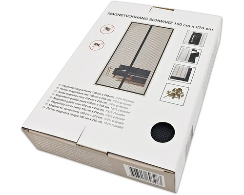 Balení černé magnetické závěsy, 100 x 210 cm, z polyesteru.