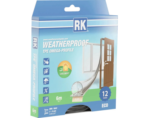 Balení 6metrového těsnění RK TPE Omega profilu, odolné proti povětrnostním vlivům