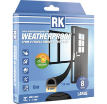 RK Weatherproof EPDM D-profil těsnění oken a dveří, 6 metrů