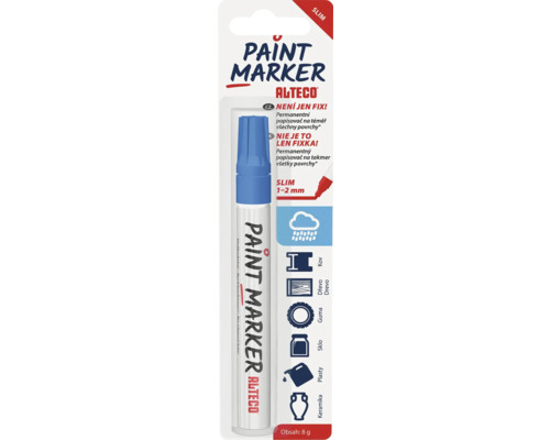 Popisovač Alteco Paint Marker modrý Alteco lakový popisovač Slim, šířka stopy 1 až 2 mm