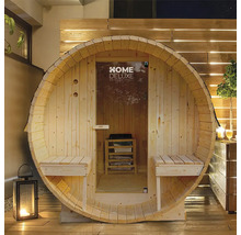 Sudová sauna s lavicemi a logem Home Deluxe