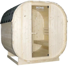 Sudová sauna se skleněnými dveřmi a dřevěnými lavicemi