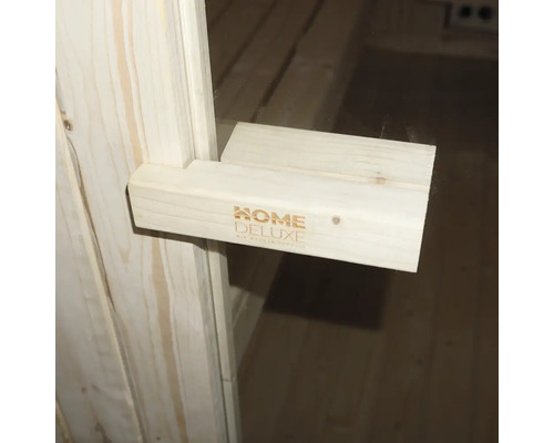 Dřevěná klika dveří s logem Home Deluxe