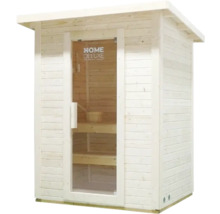 Dřevěná sauna s prosklenými dveřmi a lavicemi