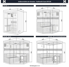 Porovnání velikostí variant tradiční sauny SKYLINE s rozměry