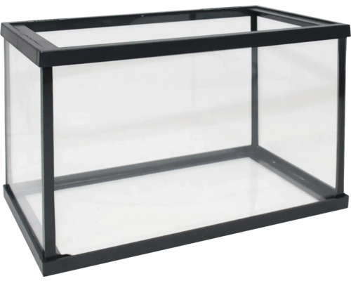 Prázdné skleněné akvárium s černým rámem