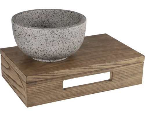 Umyvadlo z teraca na dřevěné konzoli