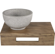 Miska z umělého kamene na dřevěném podnosu