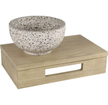 Dekorativní mísa na dřevěné krabici pro dekorativní účely