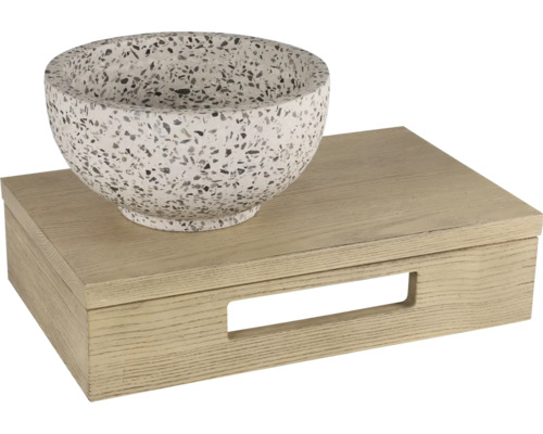 Dekorativní mísa na dřevěné krabici pro dekorativní účely