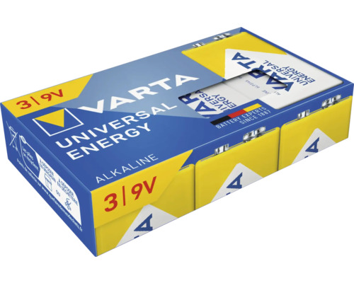 Alkalické baterie VARTA Energy CUBE 9V 3ks Varta Universal Energy 9 V alkalická baterie, balení 3 kusů