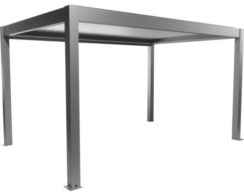 Volně stojící šedá pergola z kovu do zahrady