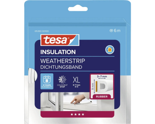 Těsnicí páska Tesa pro okna a dveře, vhodná pro 6 metrů, XL