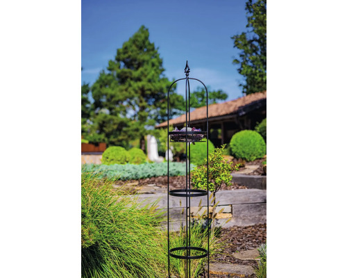Opora pro rostliny patrová kovová Ø 33 x 200 cm černá Zahradní dekorace s květinovým stojanem venku
