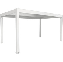 Volně stojící bílá pergola s lamelovou střechou