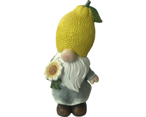 Zahradní trpaslík s citronovým kloboukem a slunečnicí