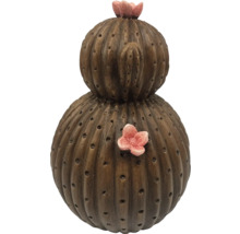 Dekorativní keramický kaktus s květinovými aplikacemi