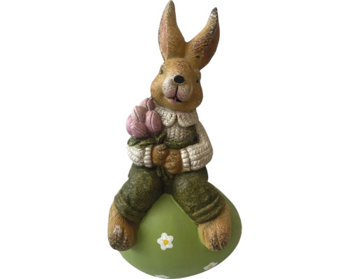 Dekorativní velikonoční zajíček s kyticí a vejcem