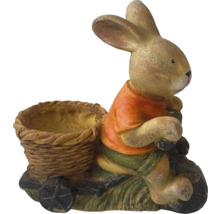 Dekorativní figurka zajíčka na tříkolce s košíkem