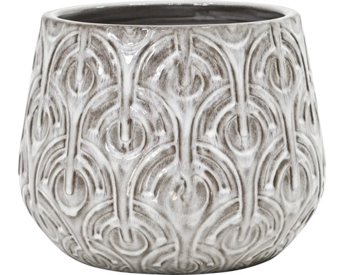 Květináč Lafiora glazovaná keramika Ø 30 cm V 24 cm béžová Keramický květináč se vzorem