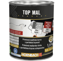 Kbelík s barvou s nápisem Top Mal, vhodný pro povrchy a nátěry v hlubokém matu