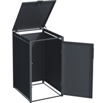 Kontejner na popelnice s otevřeným víkem a dveřmi