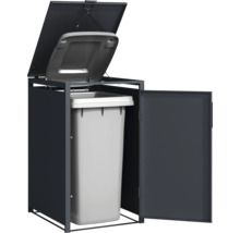 Kontejner na popelnice s otevřeným víkem a dveřmi s popelnicí