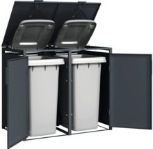 Kontejner na popelnice pro dvě popelnice s víkem a dvířky