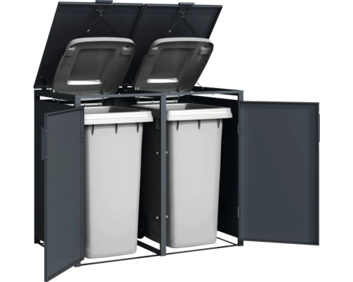 Kontejner na popelnice pro dvě popelnice s víkem a dvířky