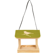 Dřevěné krmítko pro ptáky s motivem ptáka a zavěšením