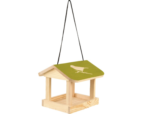 Dřevěné krmítko pro ptáky se závěsem a motivem ptáka