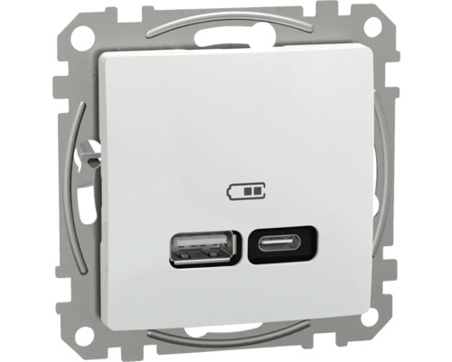 Zásuvka Schneider Electric Sedna AMSDD114405 USB A+C rychlonabíječka 21W bílá USB zásuvka pro montáž na stěnu