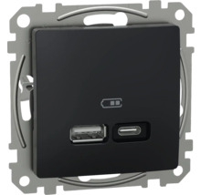 USB zásuvkový modul s porty USB-A a USB-C pro instalaci do nástěnné krabice