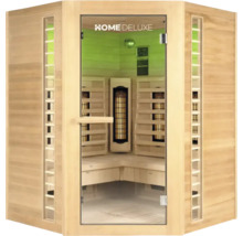 Vnitřní sauna se skleněnými prvky a dřevěným obložením