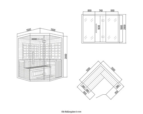 Rozměry sauny Home Deluxe