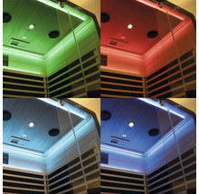 Koláž sauny s různým osvětlením