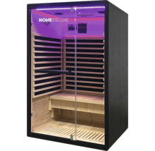 Infračervená sauna se skleněnými dveřmi a dřevěným interiérem