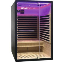 Infračervená sauna se skleněnými dveřmi a dřevěným interiérem