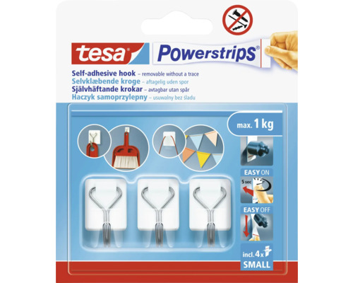 Samolepicí háček Tesa Powerstrips, odnímatelný beze stopy, včetně čtyř malých Powerstrips