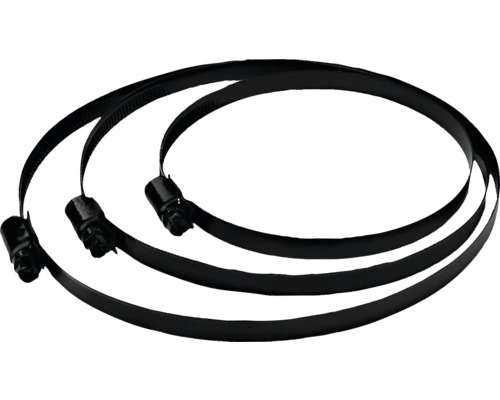 Tři kovové hadicové spony