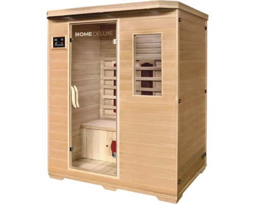 Home Deluxe sauna ze dřeva s ovládacími prvky a skleněnými prvky